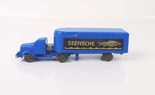 Wiking LKW Sattelzug Seefische blau H0 unverglast