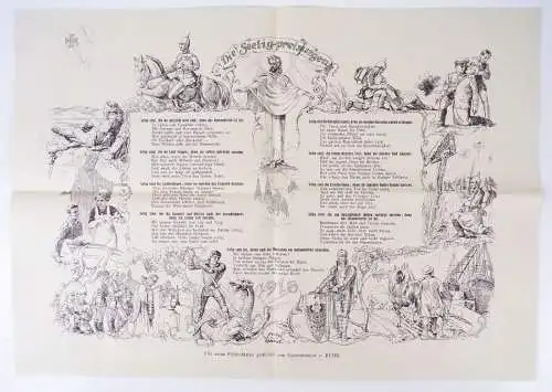 Druck 1 Wk Gedicht Generalmajor von Behr Patriotik Deko