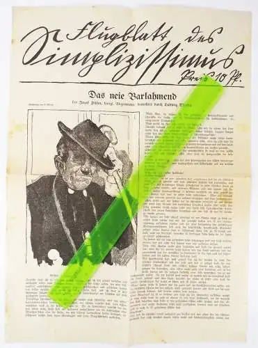 Flugblatt des Simplizissimus Das neie Barlahmend Ludwig Thoma