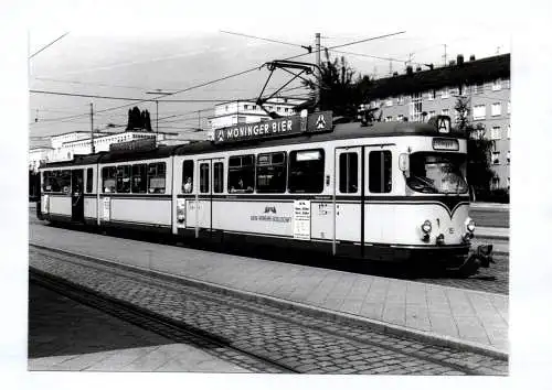 Foto Straßenbahn Albtal Verkehrsgesellschaft Moninger Bier Reklame Ettlingen