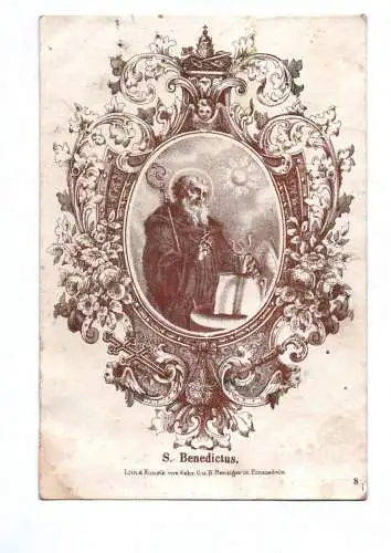 Heiligenbild S Benedictus um 1880 Benziger Einsiedeln