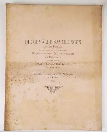 Die Gemälde Sammlung Nachlass Freiherr von Münchhausen Maler Reichardt 1887