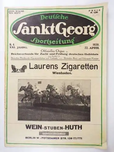 Deutsche Sankt Georg Sportzeitung Pferde Reitsport 1920