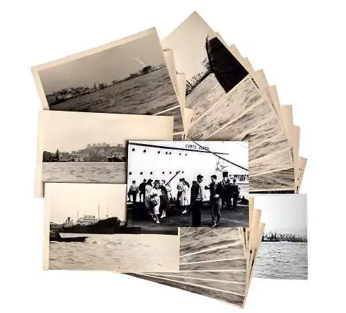 Alte Fotos Genna Hafen Iserlohn 25 Stück Schiffe Boote Menschen 50er Jahre