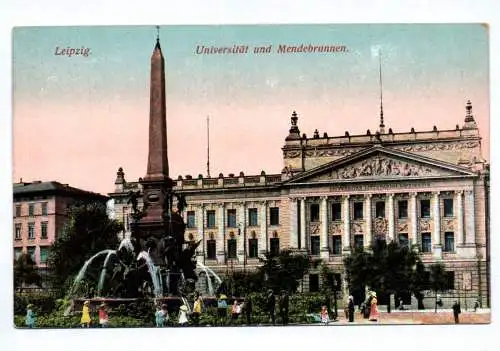 Ak Leipzig Universität und Mendebrunnen