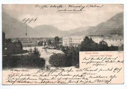 Ak Trento Piazza Dante, Imperial Hotel Trento 1900 Trient