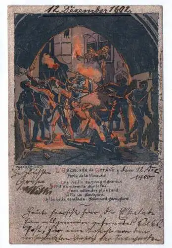 Ak Escalade: porte de la Monnaie | Bibliothèque de Genève Genfer Bibliothek 1900