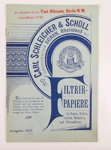 Reklame Prospekt Carl Schleicher u Schüll Düren Rheinland 1902