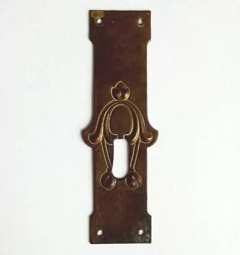 Alter Möbelbeschlag mit Schlüsselloch Messing mit Verzierung