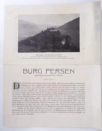 Castel Pergine Burg Persen Trient Italien altes Prospekt 1910