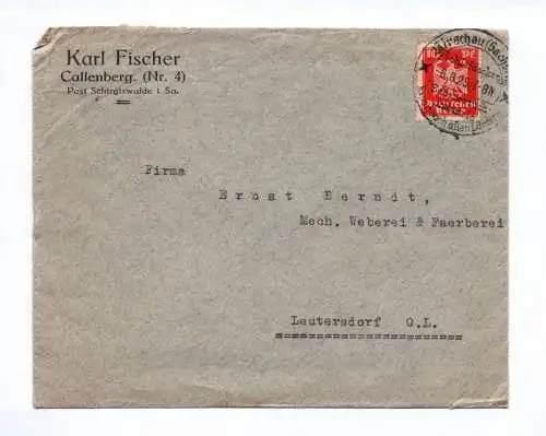 Brief Karl Fischer Callenberg Post Schirgiswalde in Sachsen 1925