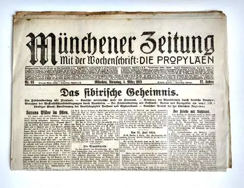 Münchner Zeitung Nr. 63 Das sibirische Geheimnis 1918