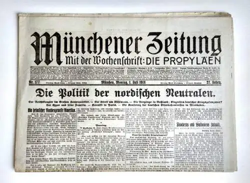 Münchner Zeitung Nr.  177 Die Politik der nordischen Neutralen 1918