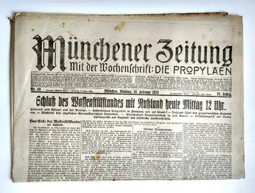 Münchner Zeitung Nr. 48 Schluß des Waffenstillstandes mit Rußland heute Mittag