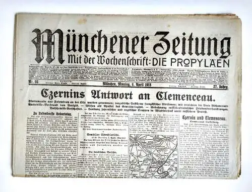 Münchner Zeitung Nr. 95 Czernins Antwort an Clemenceau.  1918