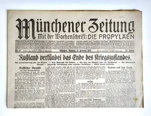 Münchner Zeitung Nr. 41 Rußland verkündet das Ende des Kriegszustandes 1918