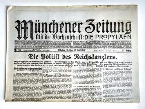 Münchner Zeitung Nr. 188 Die Politik des Reichskanzlers 1918
