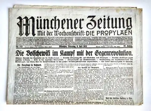 Münchner Zeitung Nr. 185 Die Bolschewiki im Kampf mit der Gegenrevolution 1918