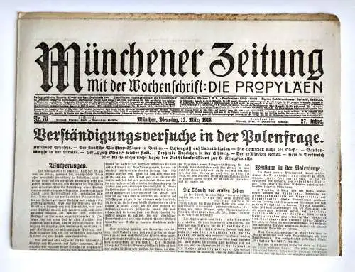 Münchner Zeitung Nr. 70 Verständigungsversuche in der Polenfrage 1918