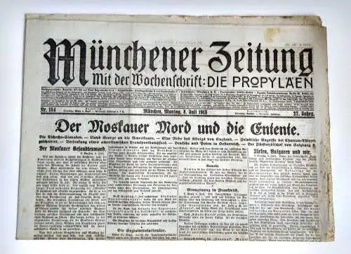 Münchner Zeitung Nr. 184 Der Moskauer Mord und die Entente 1918