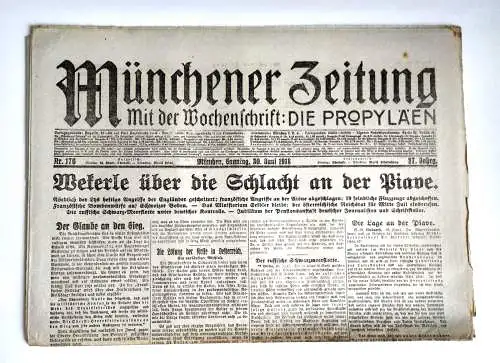 Münchner Zeitung Nr. 176 Weterle über die Schlacht an der Piave 1918