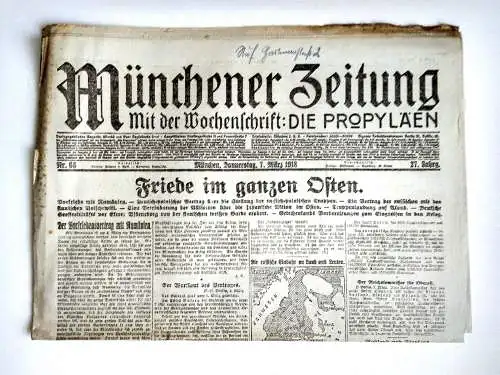 Münchner Zeitung Nr. 65 Friede im ganzen Osten 1918
