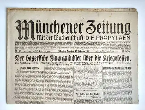 Münchner Zeitung Nr. 40 Der bayerische Finanzminister über die Kriegskosten 1918