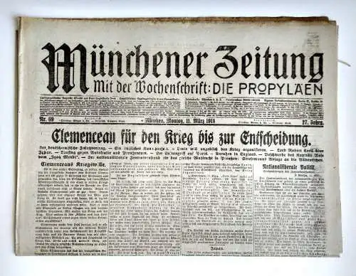 Münchner Zeitung Nr. 69 Clemenceau für den Krieg bis zur Entscheidung 1918
