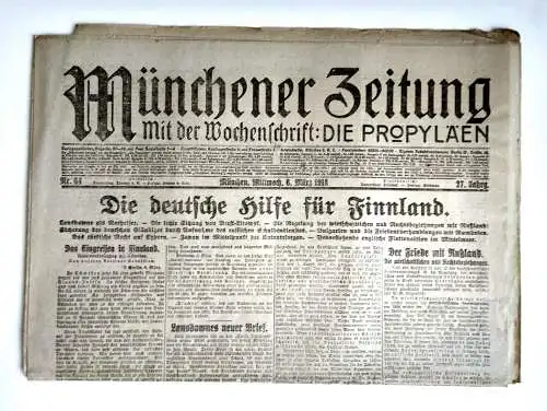 Münchner Zeitung Nr. 64 Die deutsche Hilfe für Finnland 1918