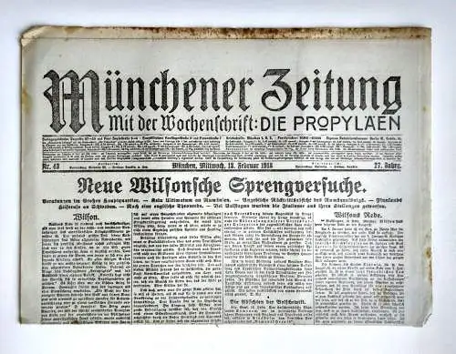 Münchner Zeitung Nr. 43 Neue Wilsonsche Sprengversuche 1918