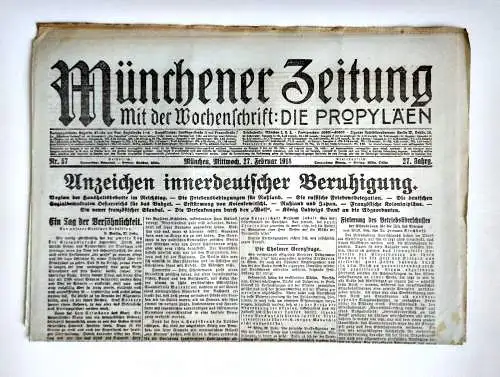 Münchner Zeitung Nr. 57 Anzeichen innerdeutscher Beruhigung 1918
