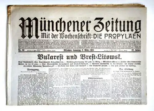 Münchner Zeitung Nr. 60 Bukarest und Brest=Litowst. 1918