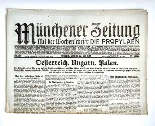 Münchner Zeitung Nr. 195 Österreich, Ungarn, Polen 1918
