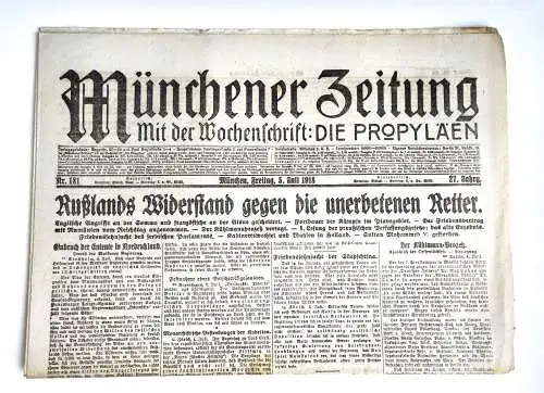 Münchner Zeitung Nr. 181 Rußlands Wiederstand gegen die unerbetenen Retter 1918