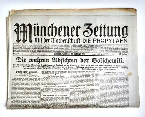 Münchner Zeitung Nr. 53 Die wahren Absichten der Bolschewiki 1918