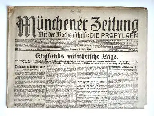Münchner Zeitung Nr. 67 Englands militärische Lage 1918