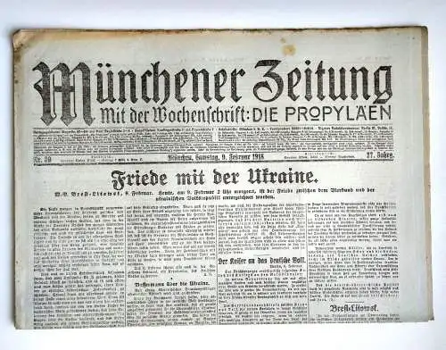 Münchner Zeitung Nr. 39 Friede mit der Ukraine 1918