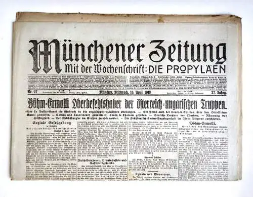 Münchner Zeitung Nr. 97 Böhm=Ermolli Oberbefehlshaber österreich-ungarischen Tr.