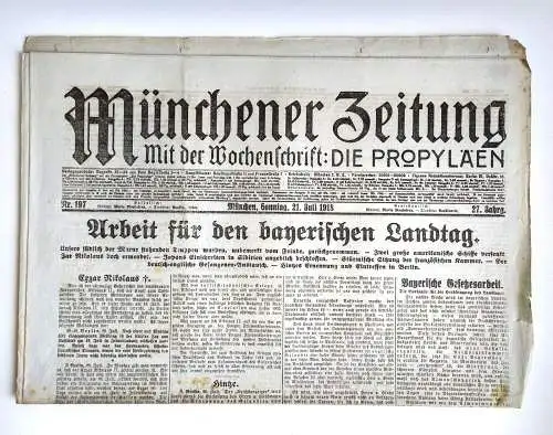 Münchner Zeitung Nr. 197 Arbeit für den bayerischen Landtag 1918