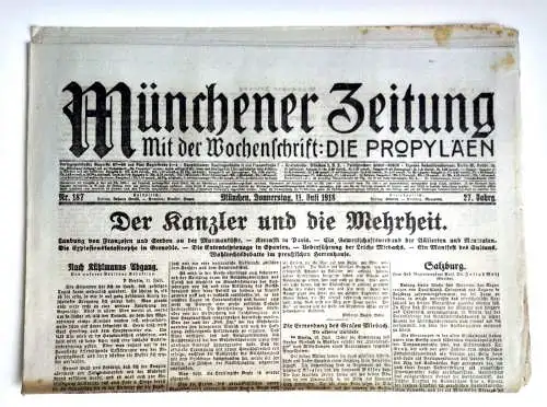 Münchner Zeitung Nr. 187 Der Kanzler und die Mehrheit 1918