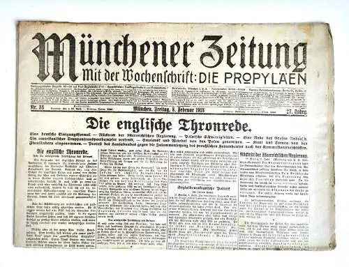 Münchner Zeitung Nr. 38 Die englische Khronrede 1918