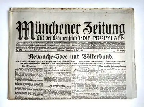 Münchner Zeitung Nr. 178 Revanche=Idee und Völkerbund 1918