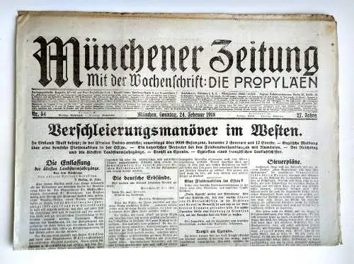 Münchner Zeitung Nr. 54 Verschleierungsmannöver im Westen 1918