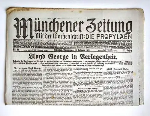 Münchner Zeitung Nr. 44 Lloyd George in Verlegenheit 1918