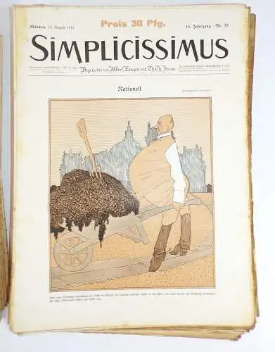 Simplicissimus 1910 1911 Satire Humor Zeitschrift 15 Jahrgang