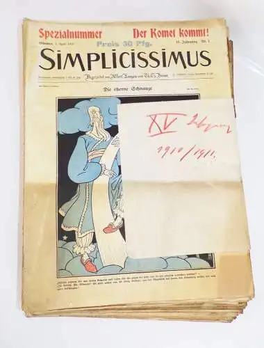 Simplicissimus 1910 1911 Satire Humor Zeitschrift 15 Jahrgang