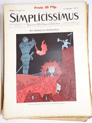 Simplicissimus 1910 1911 Satire Humor Zeitschrift 15 Jahrgang
