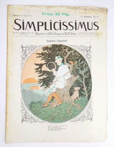 Simplicissimus 1910 1911 Satire Humor Zeitschrift 15 Jahrgang