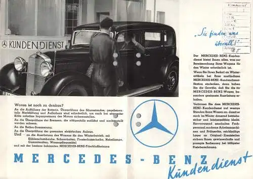 Mercedes Benz Drucksache Kundendienst Ölwechsel 1936 Wuppertal