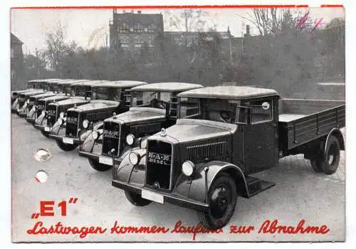 MAN Drucksache E1 der neueste Diesel Lastwagen 1935 Reklame 